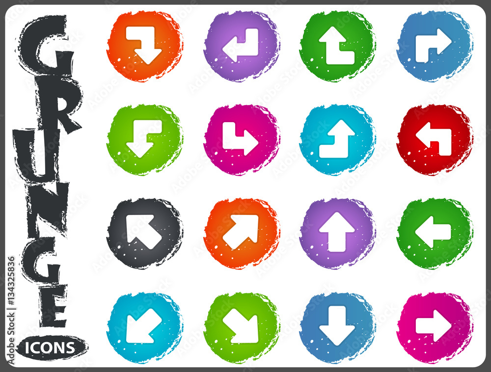 Arrows icons set in grunge style Arrows icons set in grunge style