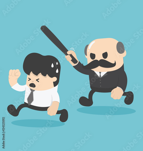 illustration businessman was attacked by the boss