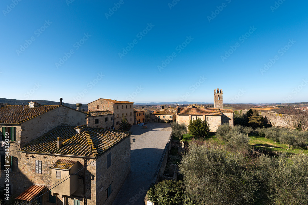 Ancient medieval village of Monteriggioni. Siena, Tuscany, Italy 