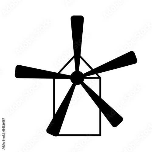 Windmill black line icon,Vector illustration.EPS 10, mill icon