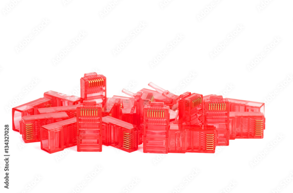 Fototapeta premium Pile of red RJ45 connectors