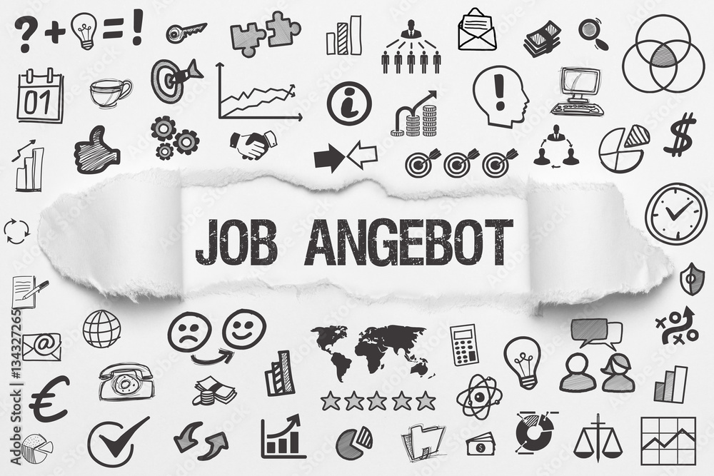 Fototapeta premium Job Angebot / weißes Papier mit Symbole