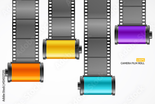 Camera Film Roll Cartrige Set. Vector