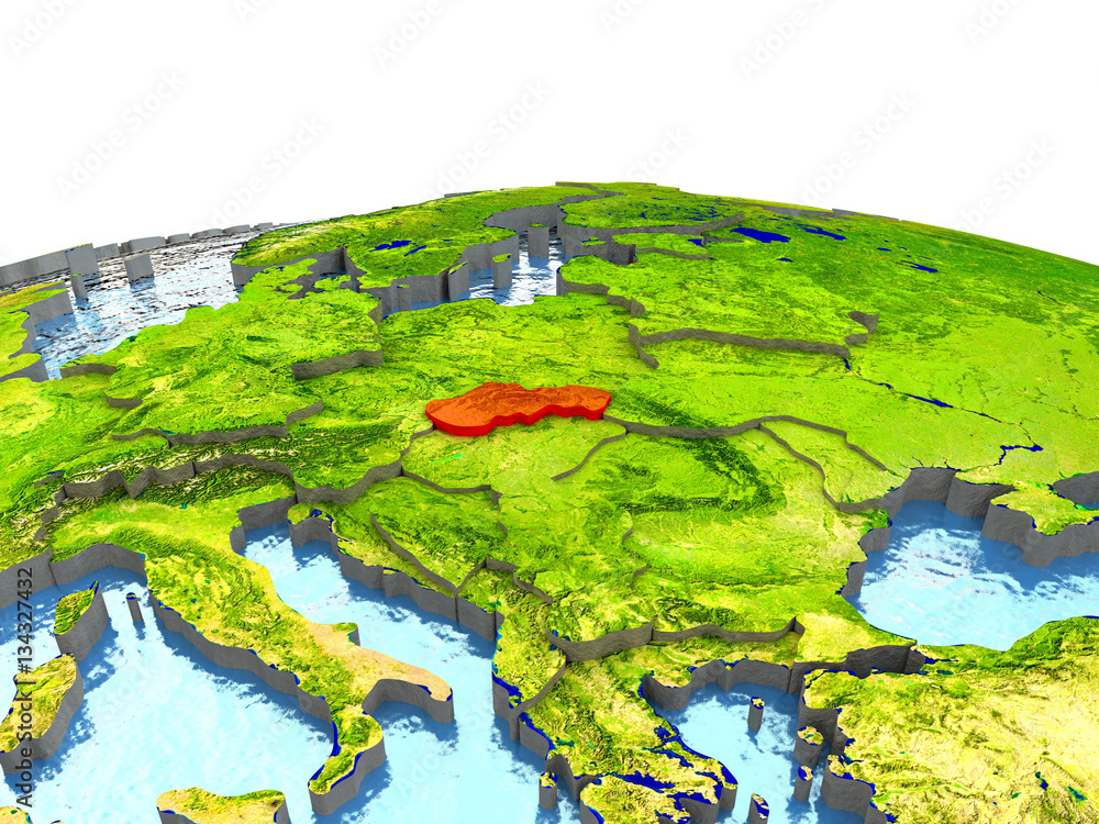 Slovakia on Earth in red Slovakia on Earth in red