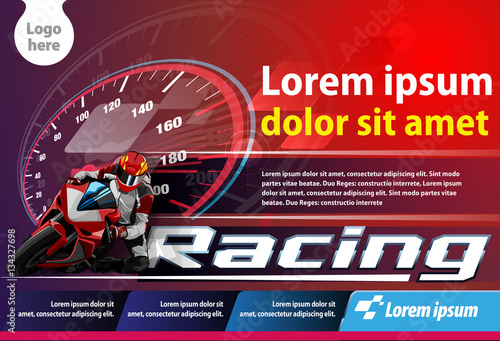 Vector template, poster or print ads motorcycle racing championship event.