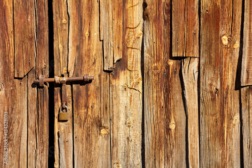 Rustic lock on wooden door