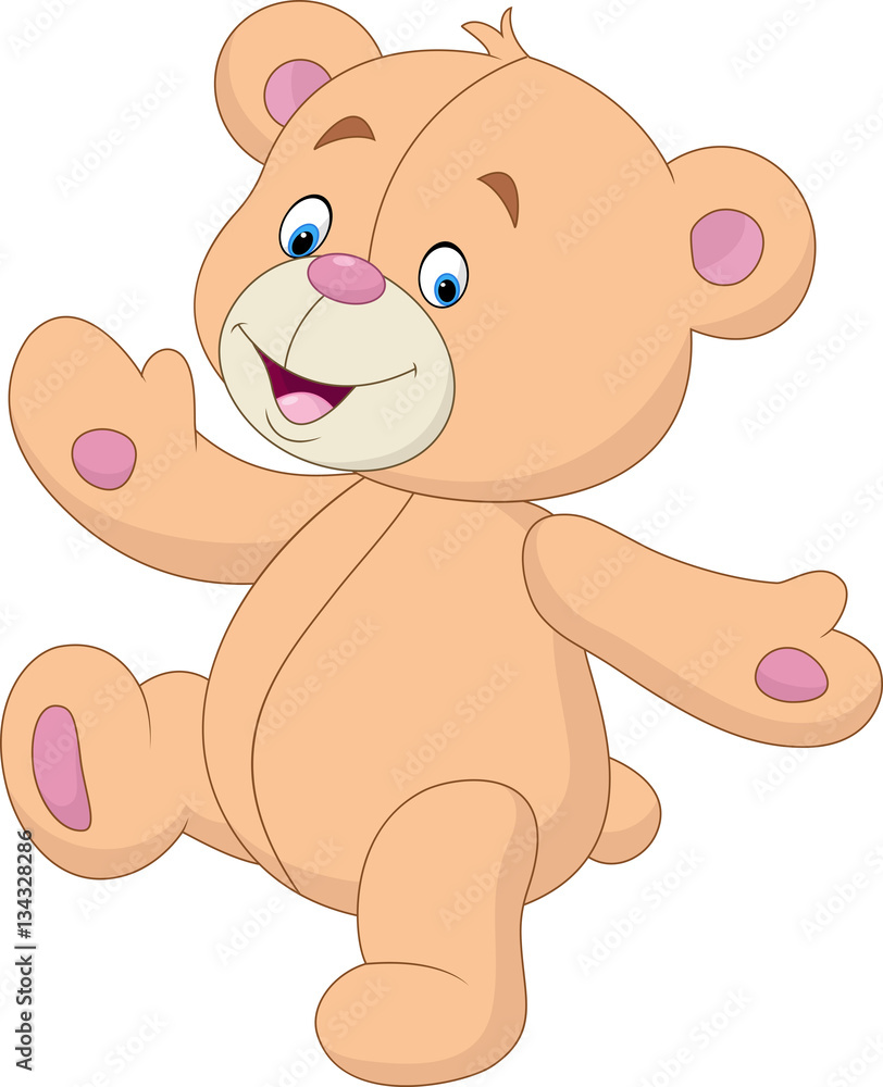 Cartoon teddy bear waving hand Cartoon teddy bear waving hand