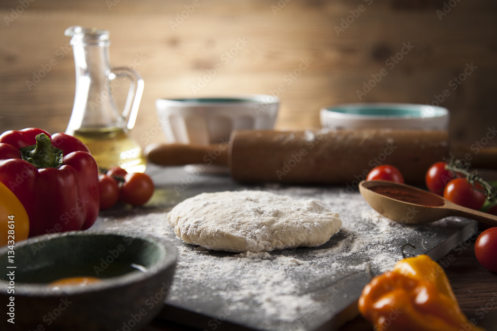 Homemade italian pizza preparation Homemade italian pizza preparation