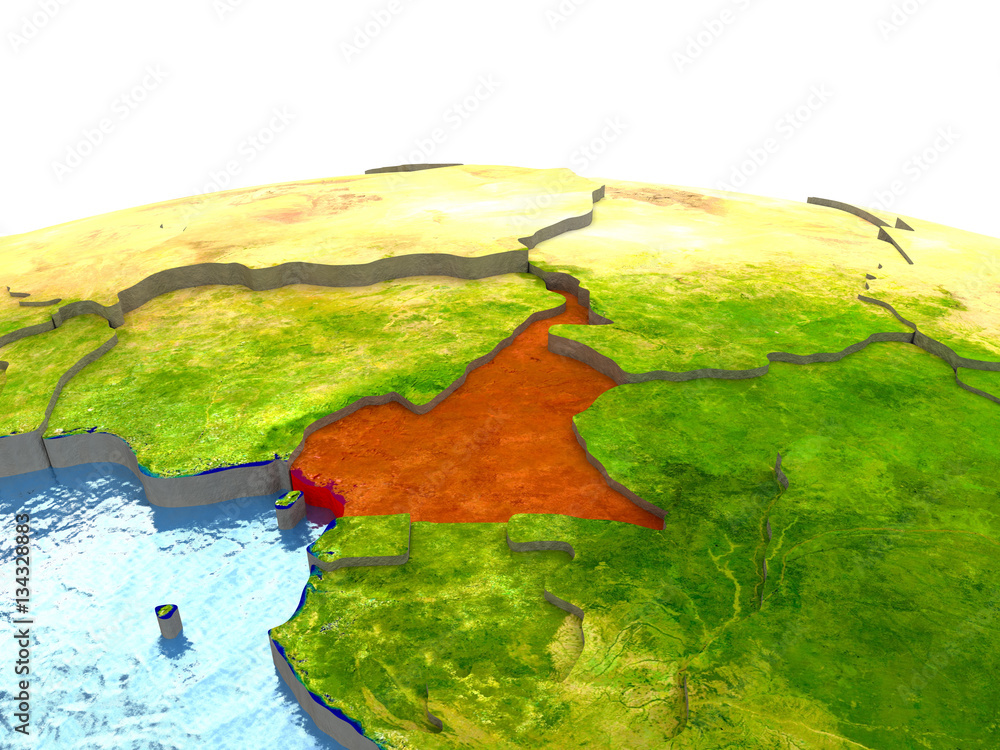 Cameroon on Earth in red