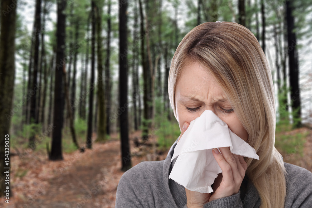 Woman caught cold , flu, running nose. Healthcare and medical concept Woman caught cold , flu, running nose. Healthcare and medical concept