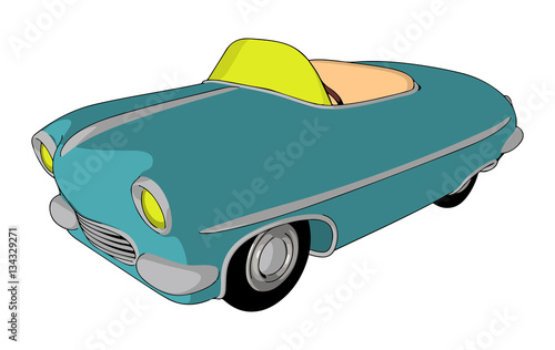Vintage car isolated on white