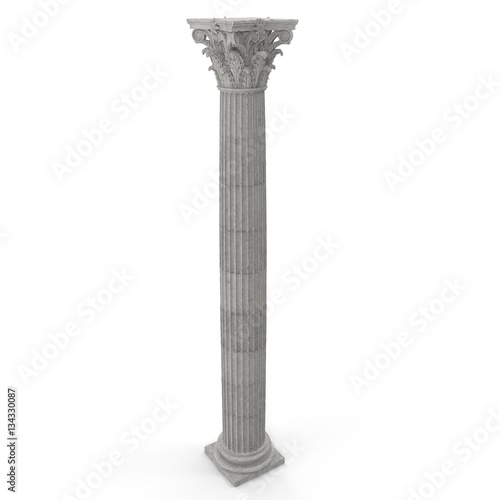 Corinthian Order Column on white. 3D illustration