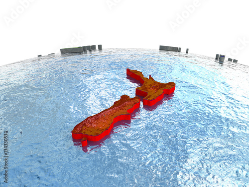 New Zealand on Earth in red