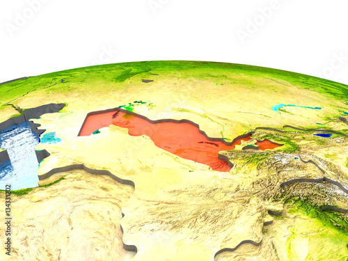 Uzbekistan on Earth in red