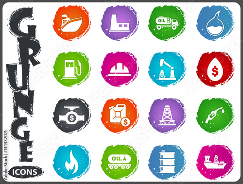 Extraction of oil icons set