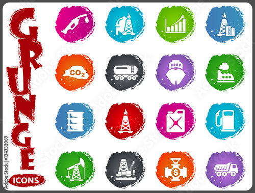 Extraction of oil icons set