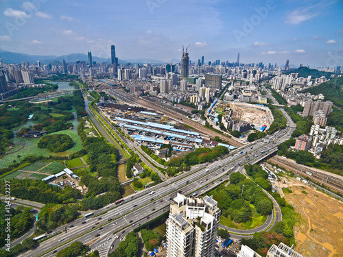 Aerial photography of City viaduct bridge road landscape © Aania