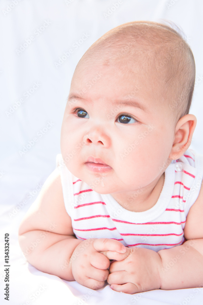 Asian baby on white background Asian baby on white background