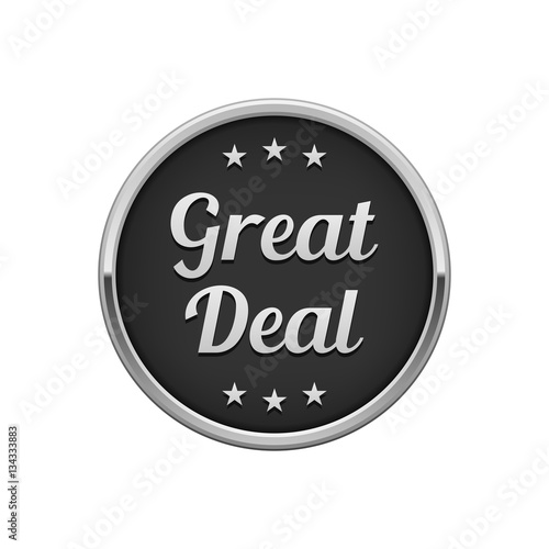 Silver black great deal round badge, banner 
