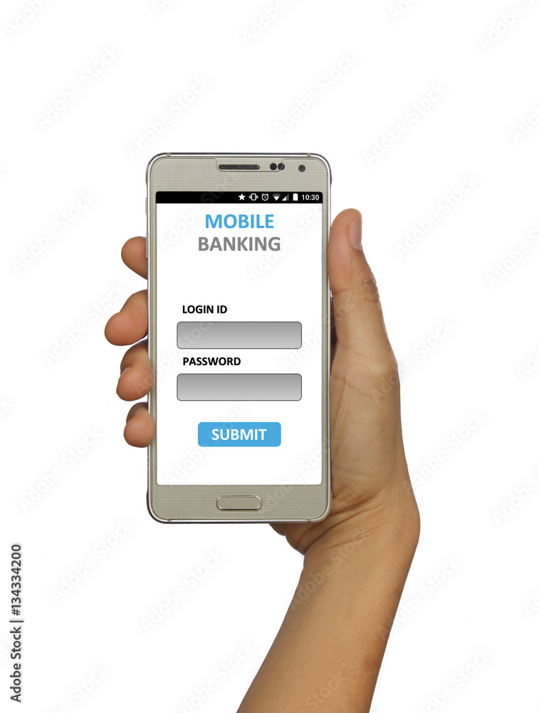 Mobile banking concept isolated on white background Mobile banking concept isolated on white background