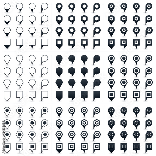 Map pins sign location icon in flat style