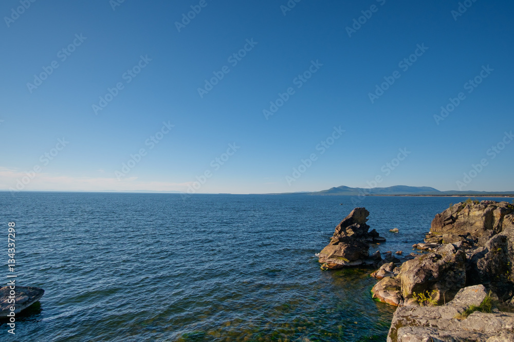 Soothing a quiet summer landscape of Lake Baikal