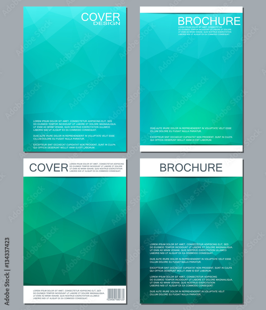 Fototapeta premium Vector brochure template, flyer, cover magazine in A4 size. Business abstract background with triangles.