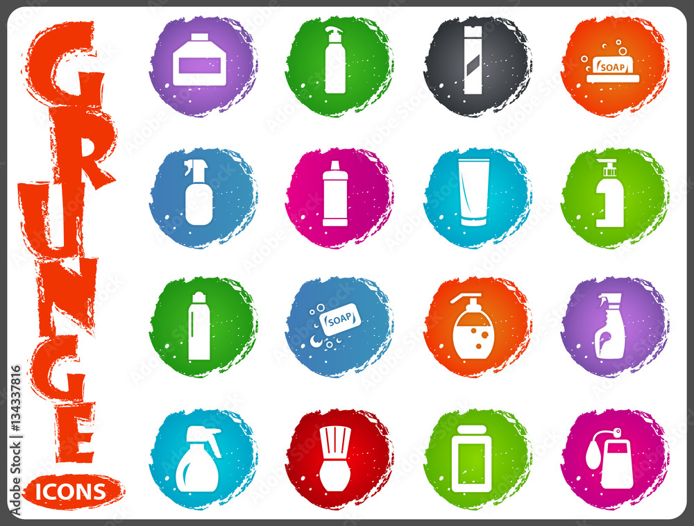 Household chemicals icons set Household chemicals icons set