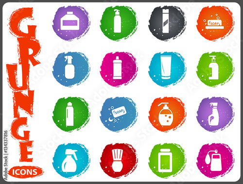 Household chemicals icons set