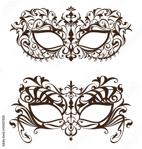 Venetian carnival mask with ornament pattern on white background
