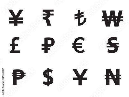 Currency symbols - vector icon set.
