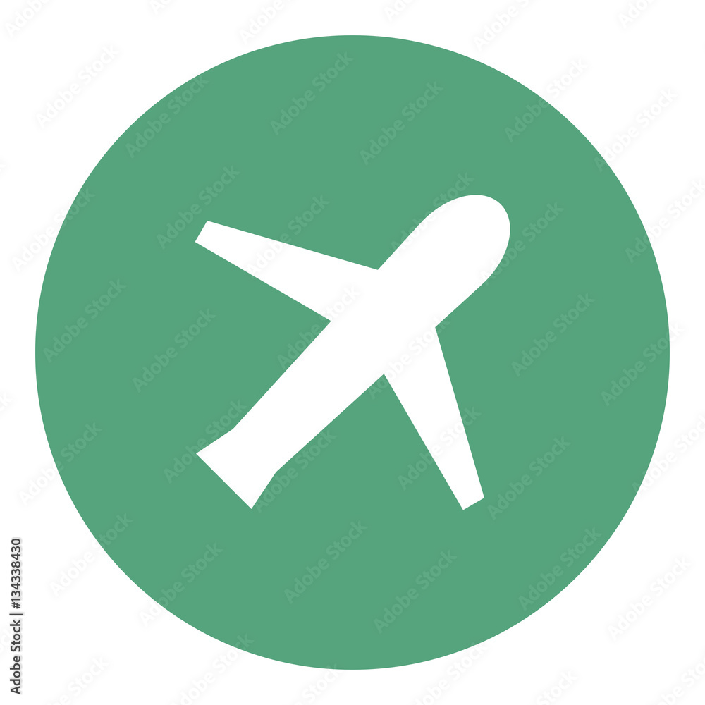 Plane icon - Flat design, glyph style icon - White enclosed in a colored circle Plane icon - Flat design, glyph style icon - White enclosed in a colored circle