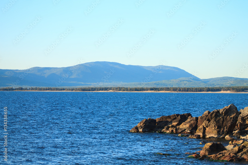 Soothing a quiet summer landscape of Lake Baikal