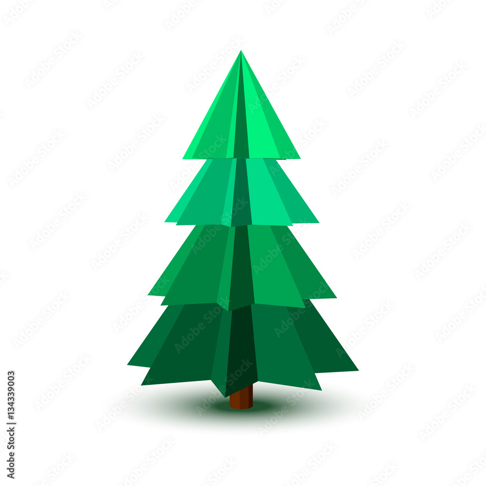 Spruce tree.Isolated on white background.3d Vector illustration.