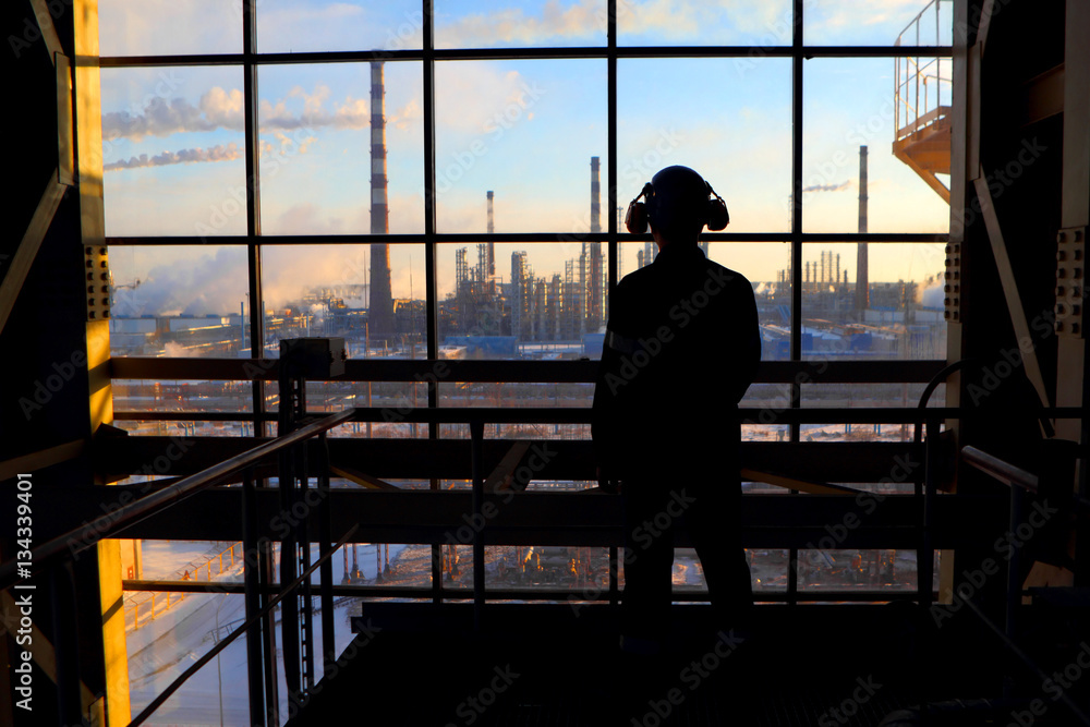 Silhouette of a worker.Industrial business.