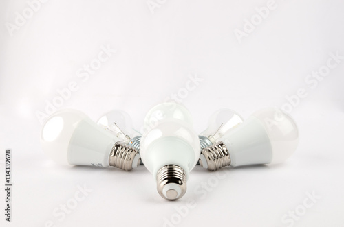 several LED energy saving light bulbs over the old incandescent, use of economical and environmentally friendly light bulb concept