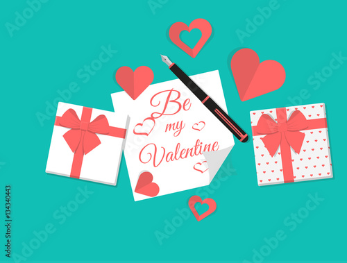 Vector Top View of Valentine's Day Elements 