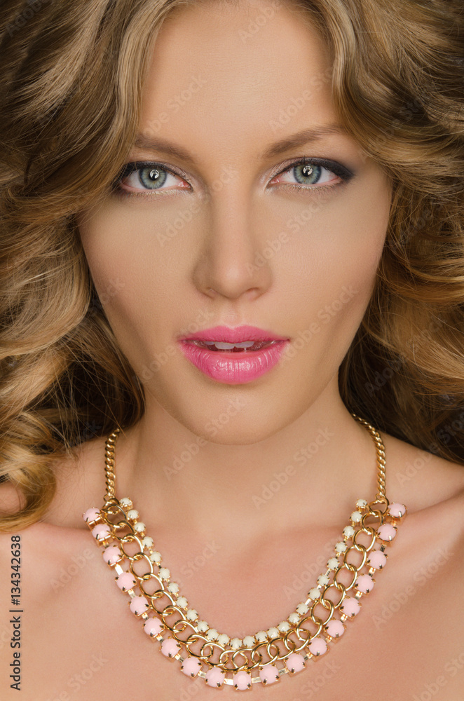 portrait of beautiful woman with necklace portrait of beautiful woman with necklace