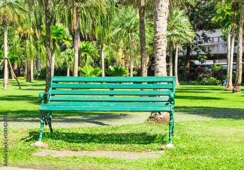 green bench in the park