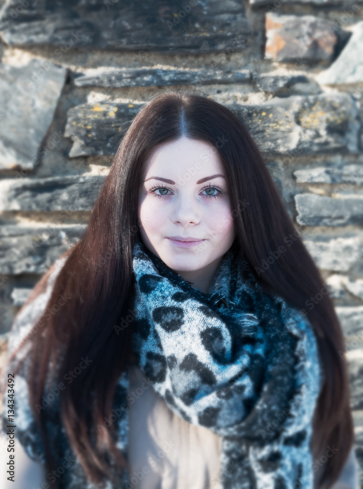 pretty woman portrait with scarf pretty woman portrait with scarf