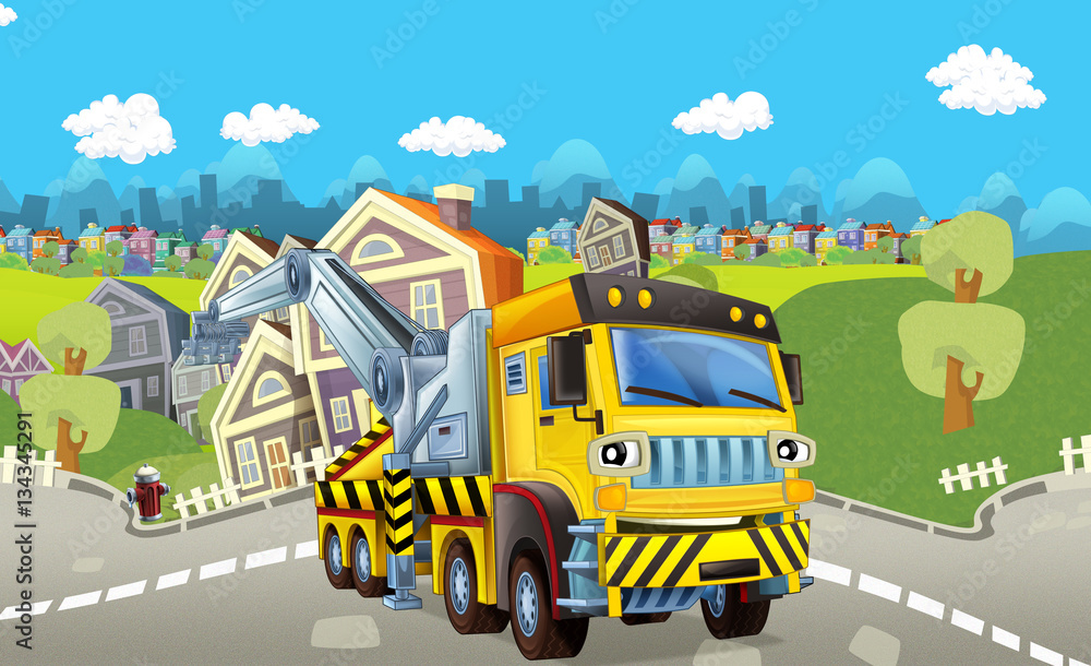 Cartoon tow truck - illustration for children Cartoon tow truck - illustration for children