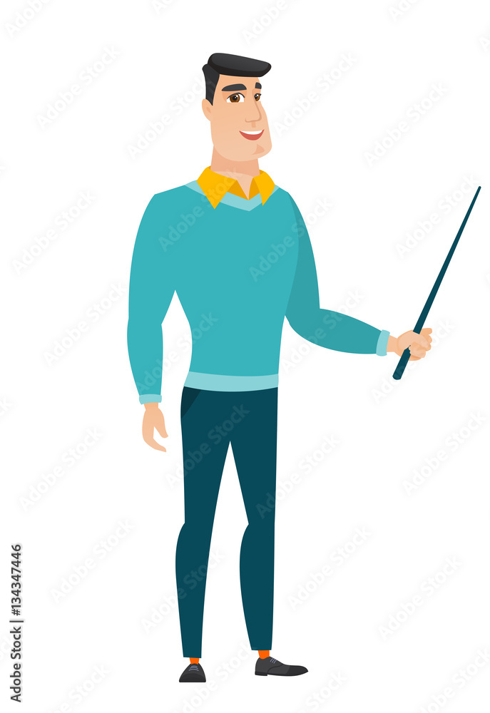 Caucasian business man holding pointer stick. Caucasian business man holding pointer stick.