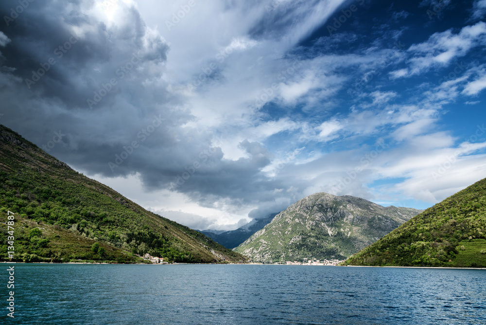 View on boko-kotor bay and mountains