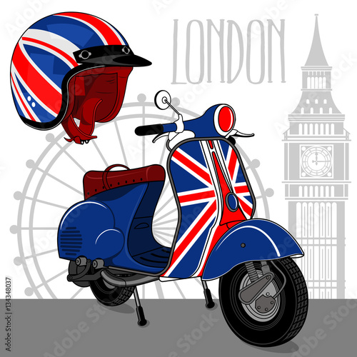 Vector illustration of vintage scooter