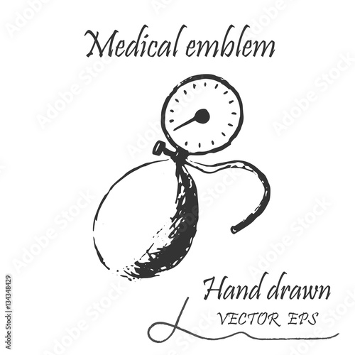 Medical manometer. This emblem is drawn with a pencil.