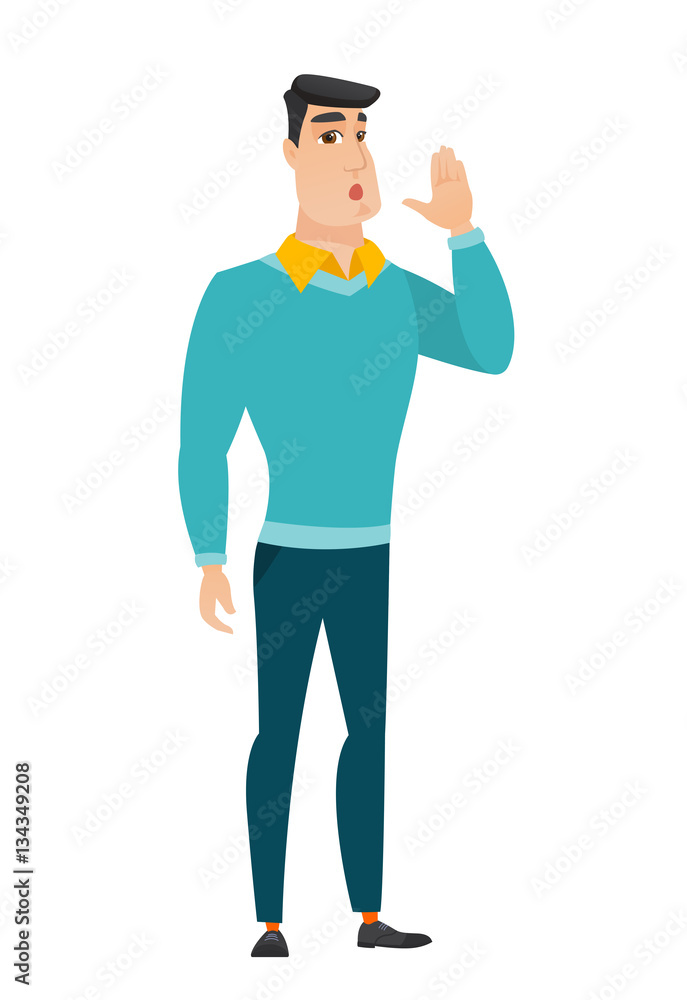 Caucasian businessman calling for help. Caucasian businessman calling for help.