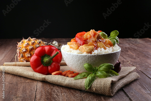 Sweet and Sour Chicken on Rice