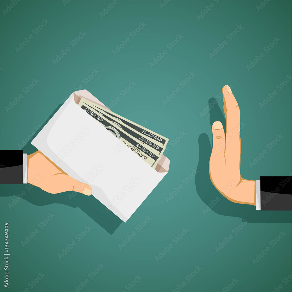 Fotografie Man giving a bribe in an envelope. Stock vector.
