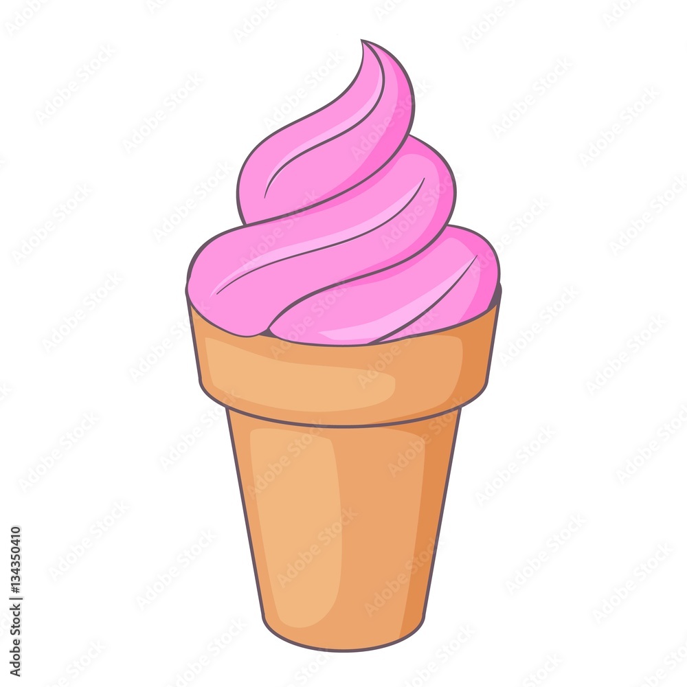 ice cream in waffle cup icon, cartoon style ice cream in waffle cup icon, cartoon style