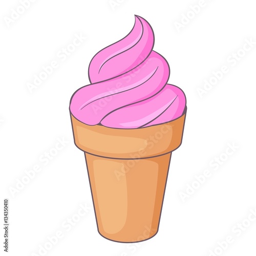 ice cream in waffle cup icon, cartoon style
